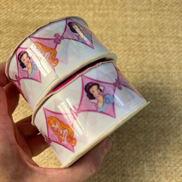 Vintage Disney Princess Satin Ribbon 2 Rolls Snow White Cinderella Belle - Picture 2 of 5
